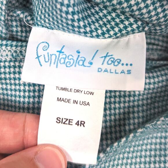 Funtasia Too Dress Girl Size 4 Green Gingham Apple Tree Sundress Boutique School - Picture 6 of 6